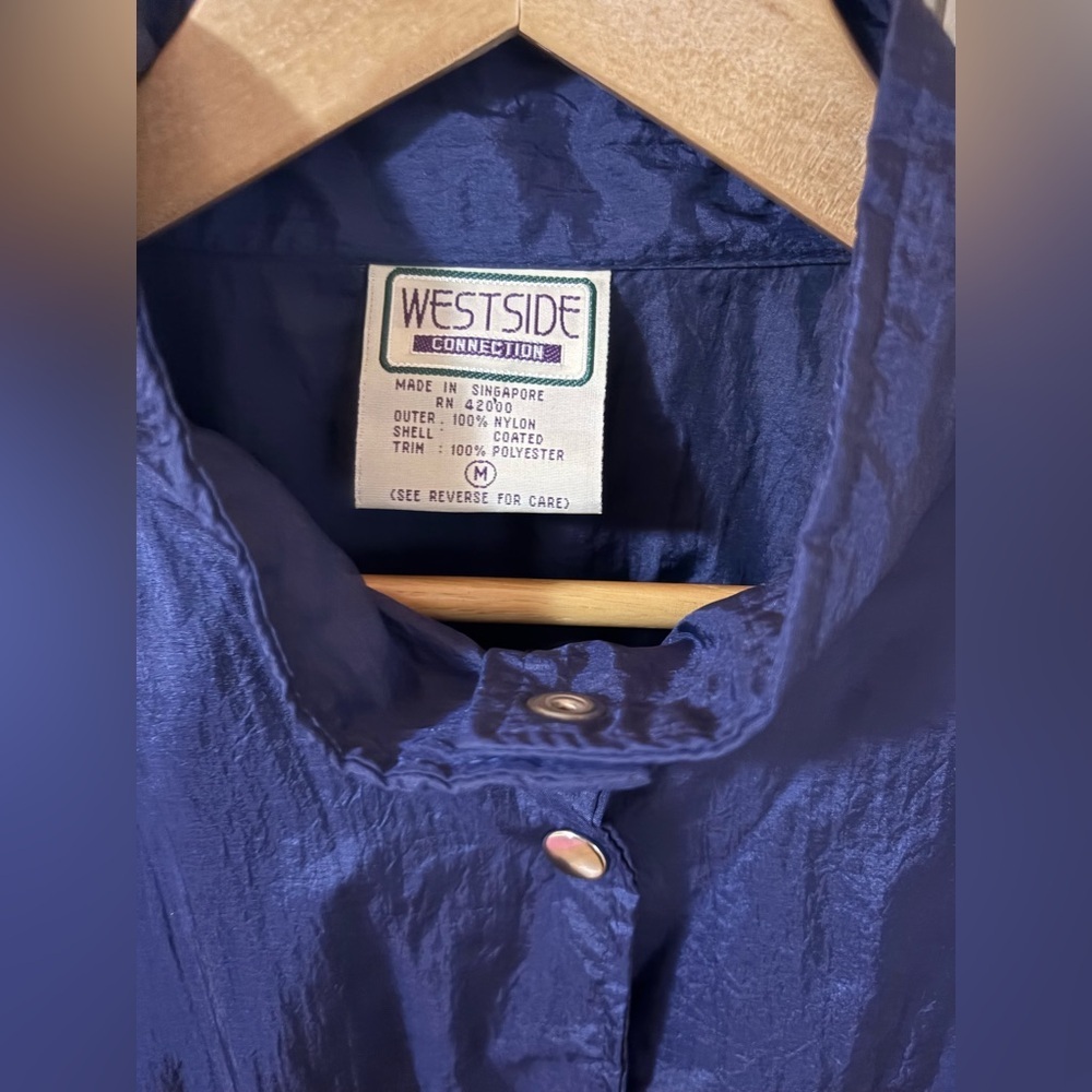 Vintage 1990s Windbreaker Nylon Navy Jacket Medium - Picture 4 of 11